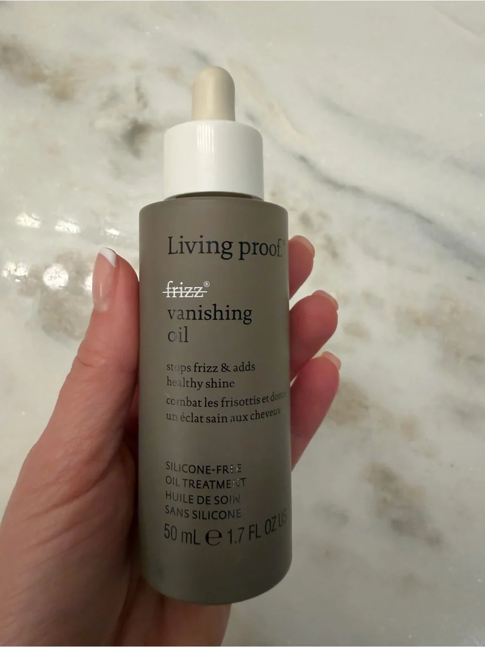 Living Proof Frizz Vanishing Oil - Taupe Bottle with White Dropper